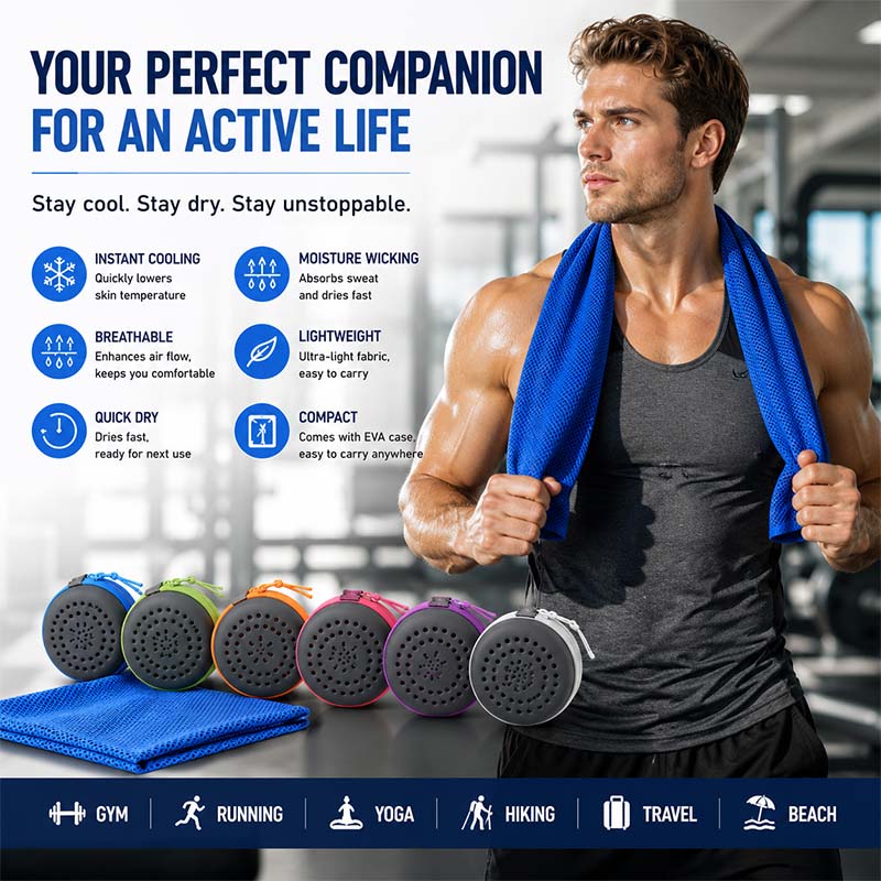 Pilates Yoga Towel - Instant Cooling Towel with EVA Case