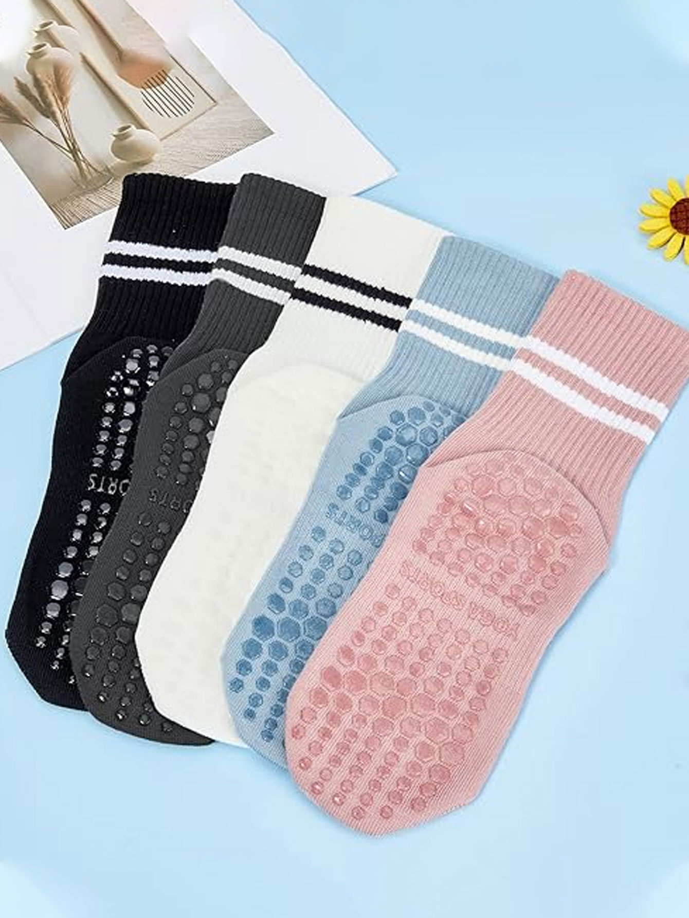 3 Pairs of Yoga Socks, Non-Sli - Pilates Yoga Grip Socks review and price