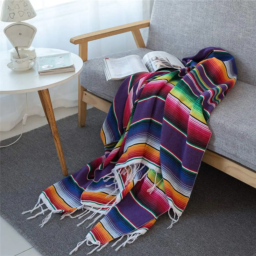 Mexican Tassel Blanket Multi B - Pilates Yoga Towel review and price